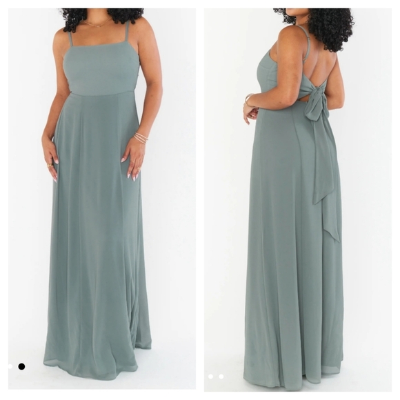Show Me Your MuMu Lauren Tie Maxi Dress Crisp Bridesmaid Dress - Picture 1 of 9